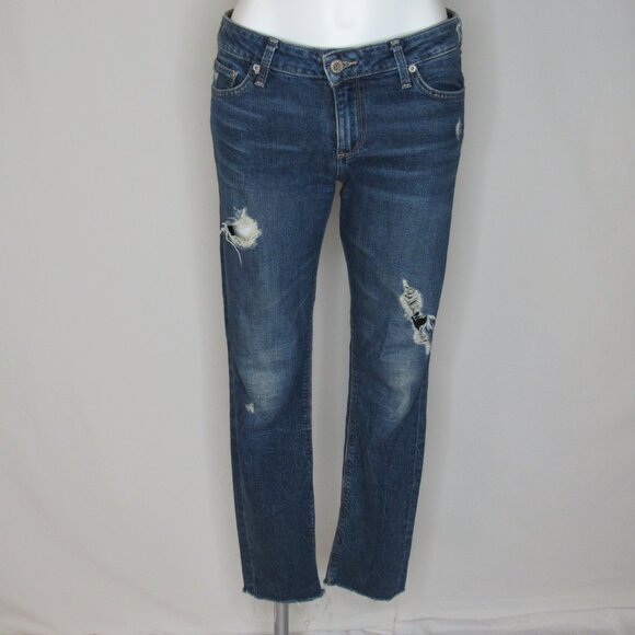 Lucky Brand LOLITA SKINNY Blue Raw Hem Distressed Jeans Women's 6 28 - Picture 6 of 9